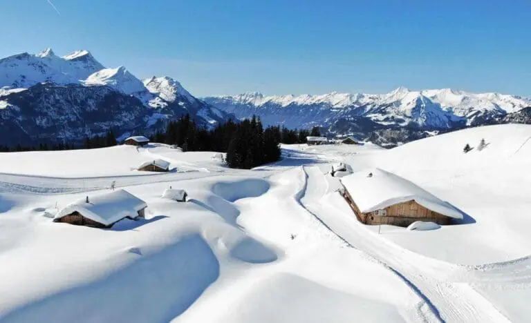 Sneeuw in een skigebied