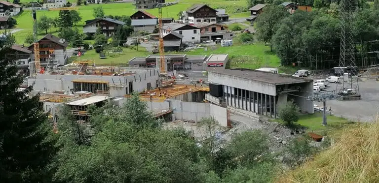 Bouwplaats nieuwe Valiserabahn Montafon