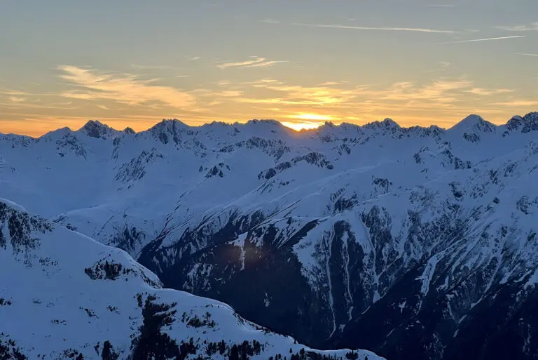 zonsondergang tijdens sun.downer in Ischgl