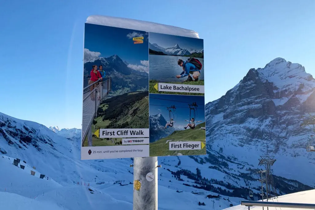 Activiteiten op bord in Grindelwald