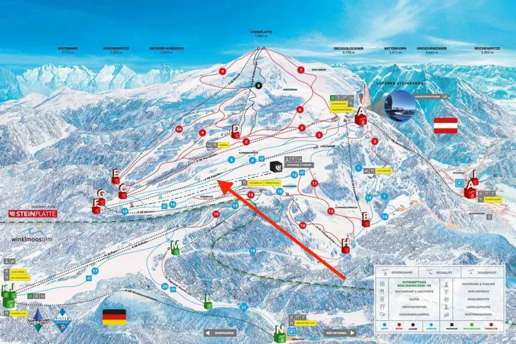 Skigebied Steinplatte nieuwe Kapellenbahn