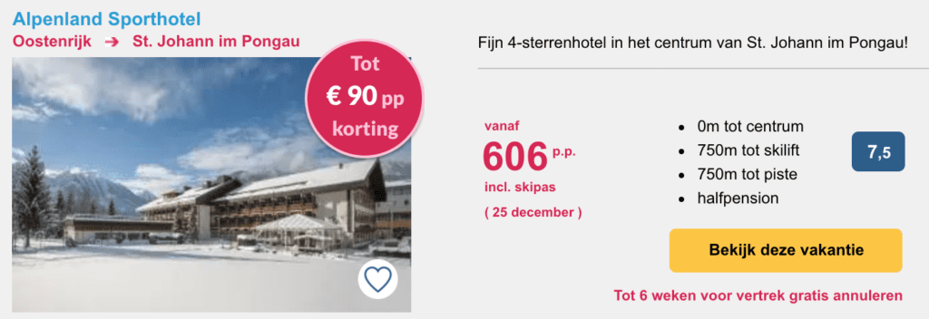 accommodatie aanbiedingen kerst