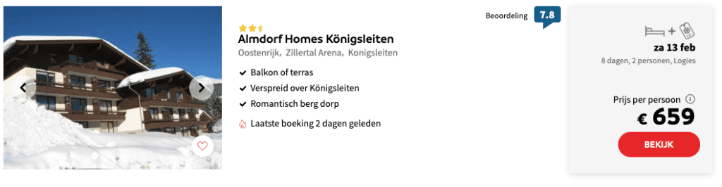 Almdorf Homes Königsleiten aanbiedingen wintersport voorjaarsvakantie