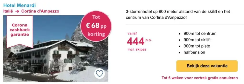 deal Hotel Menardi wintersport in Cortina d'Ampezzo