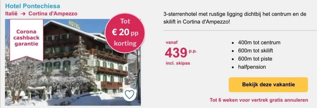deal Hotel Pontechiesa wintersport in Cortina d'Ampezzo