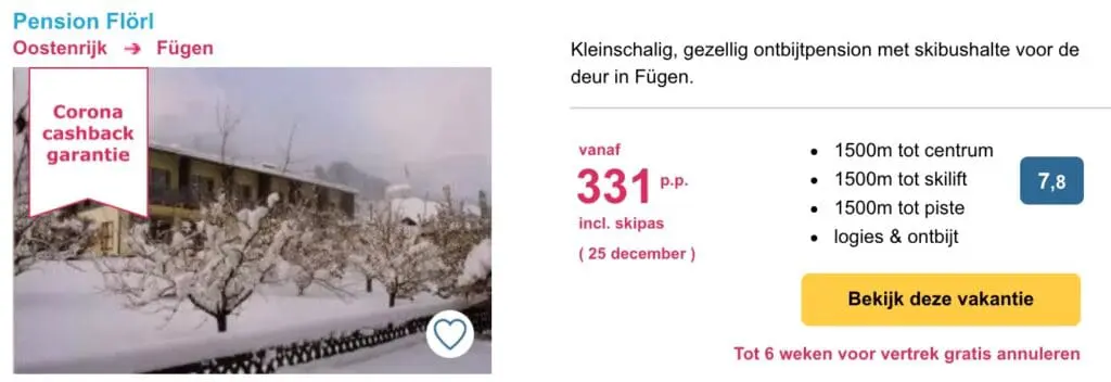 Aanbieding Pension Flörl wintersport kerstvakantie