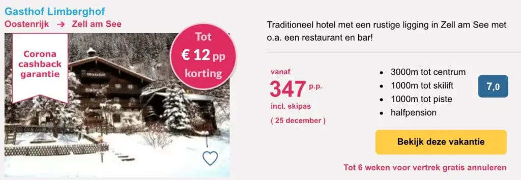 Aanbieding Gasthof Limberghof wintersport kerstvakantie