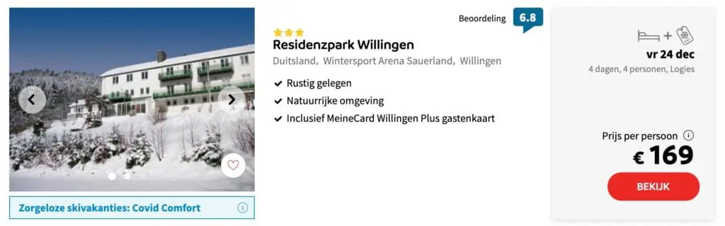 Aanbieding Residenzpark Willingen wintersport kerstvakantie
