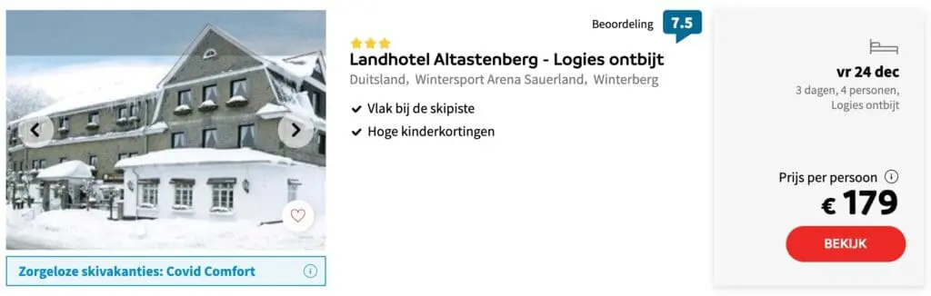 aanbieding Landhotel Altastenberg wintersport kerstvakantie