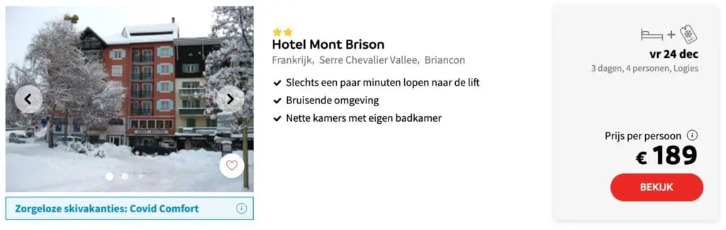 Aanbieding Hotel Mont Brison wintersport kerstvakantie