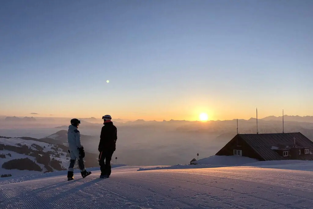zonsondergang in SkiWelt