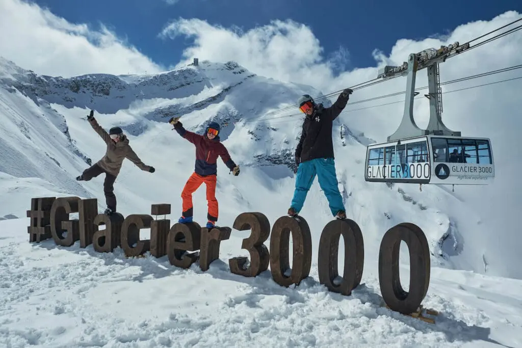 Wintersport in Glacier 3000 in Zwitserland