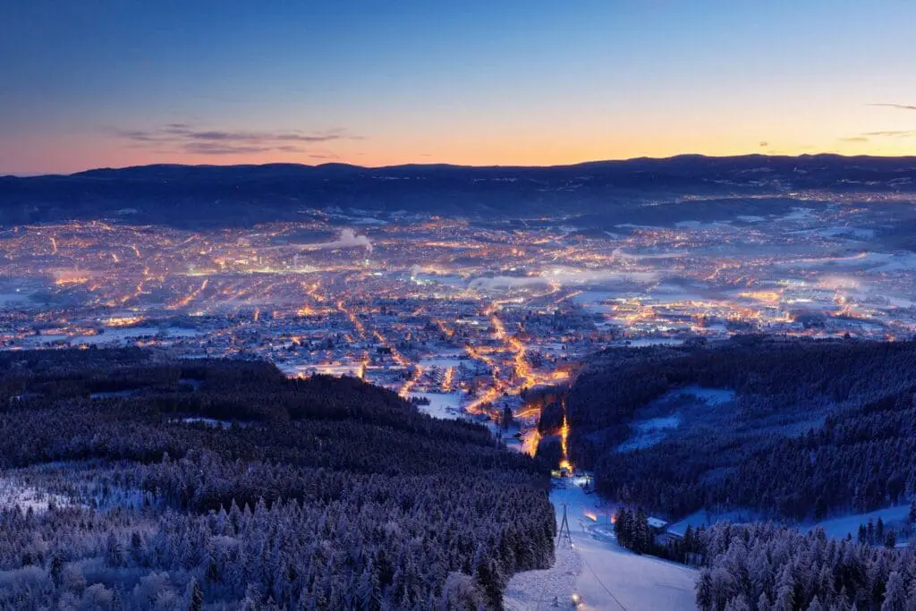 Winters Liberec in de Avond