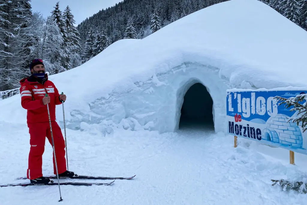 Langlaufen met leraar naar de iglo in Morzine