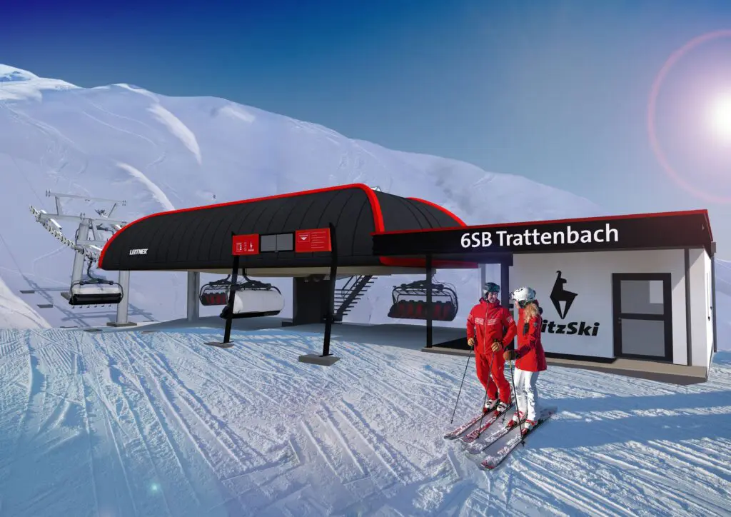 Het nieuwe dalstation van de Trattenbachlift