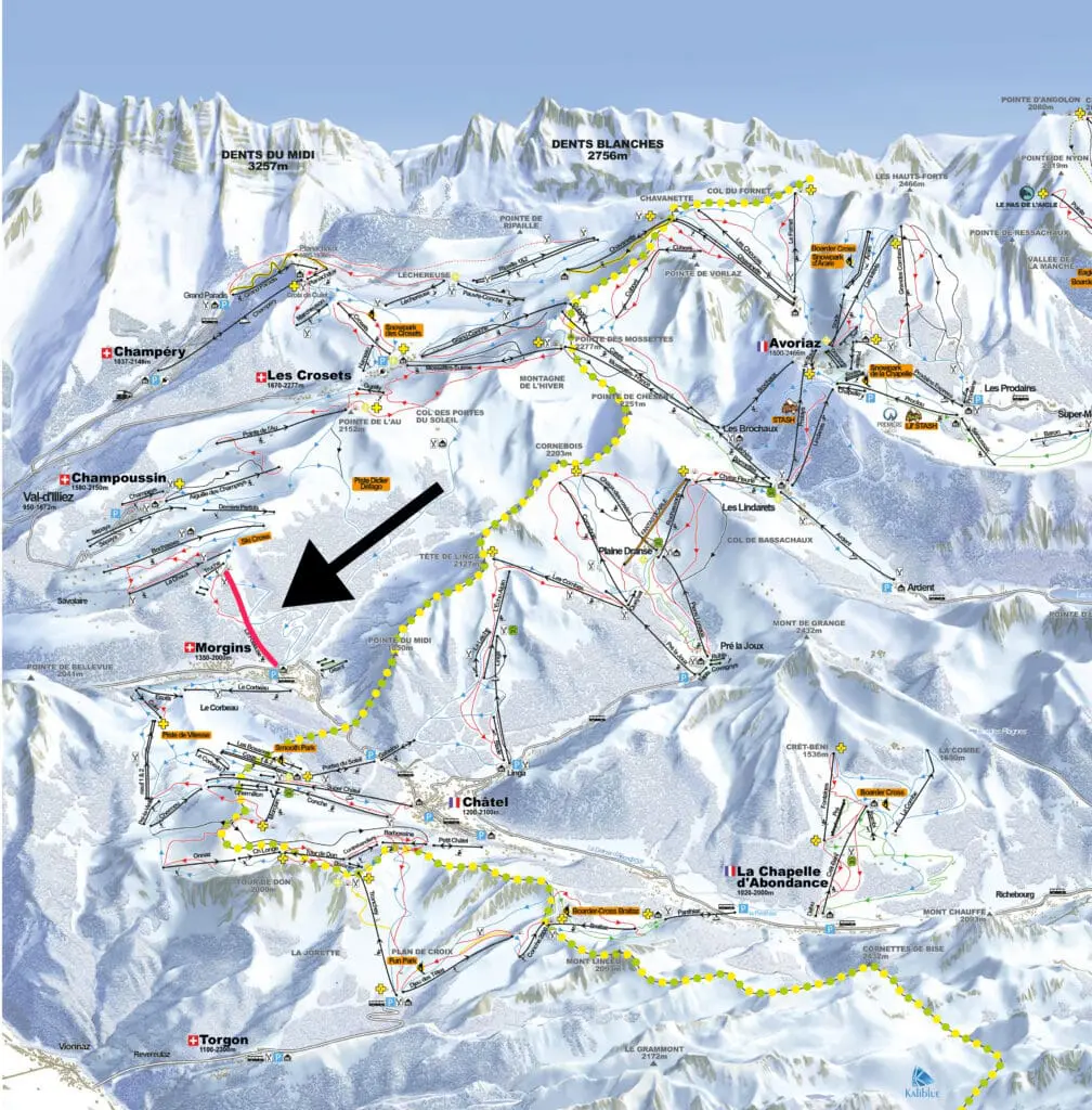 Locatie nieuwe lift in Morgins: La Foilleuse