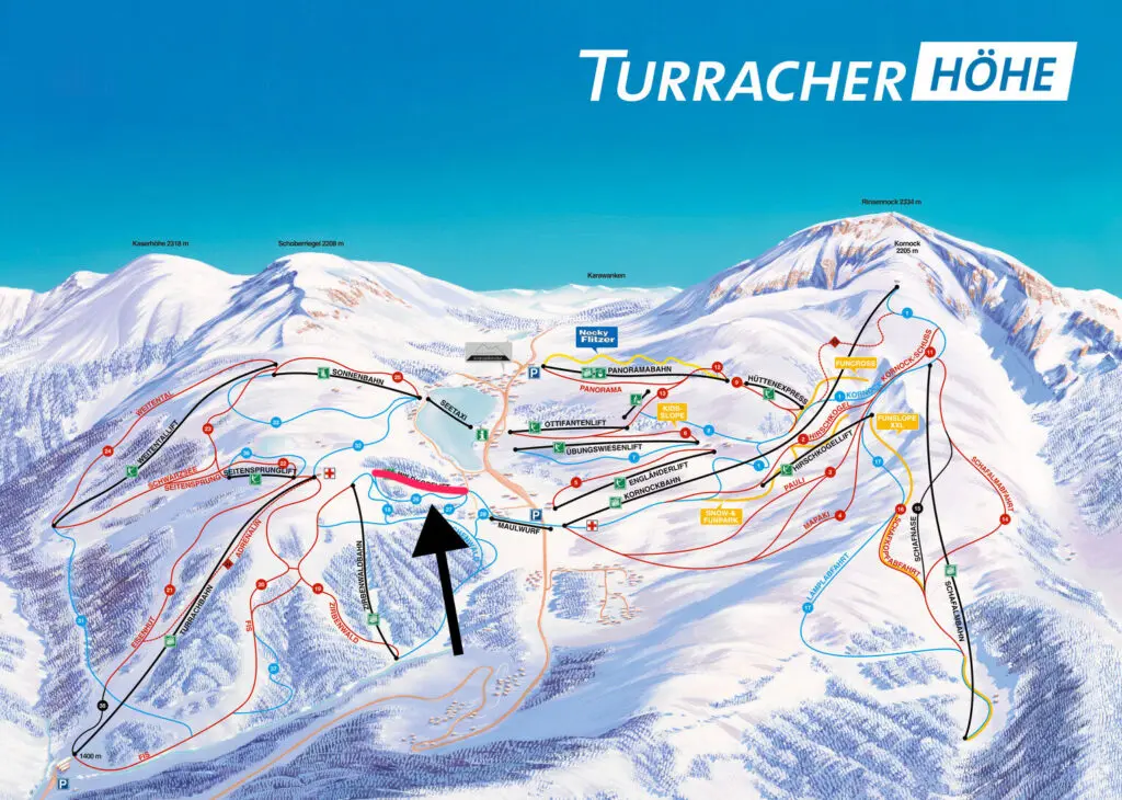 Wildkopfbahn Turacher Höhe op de skimap