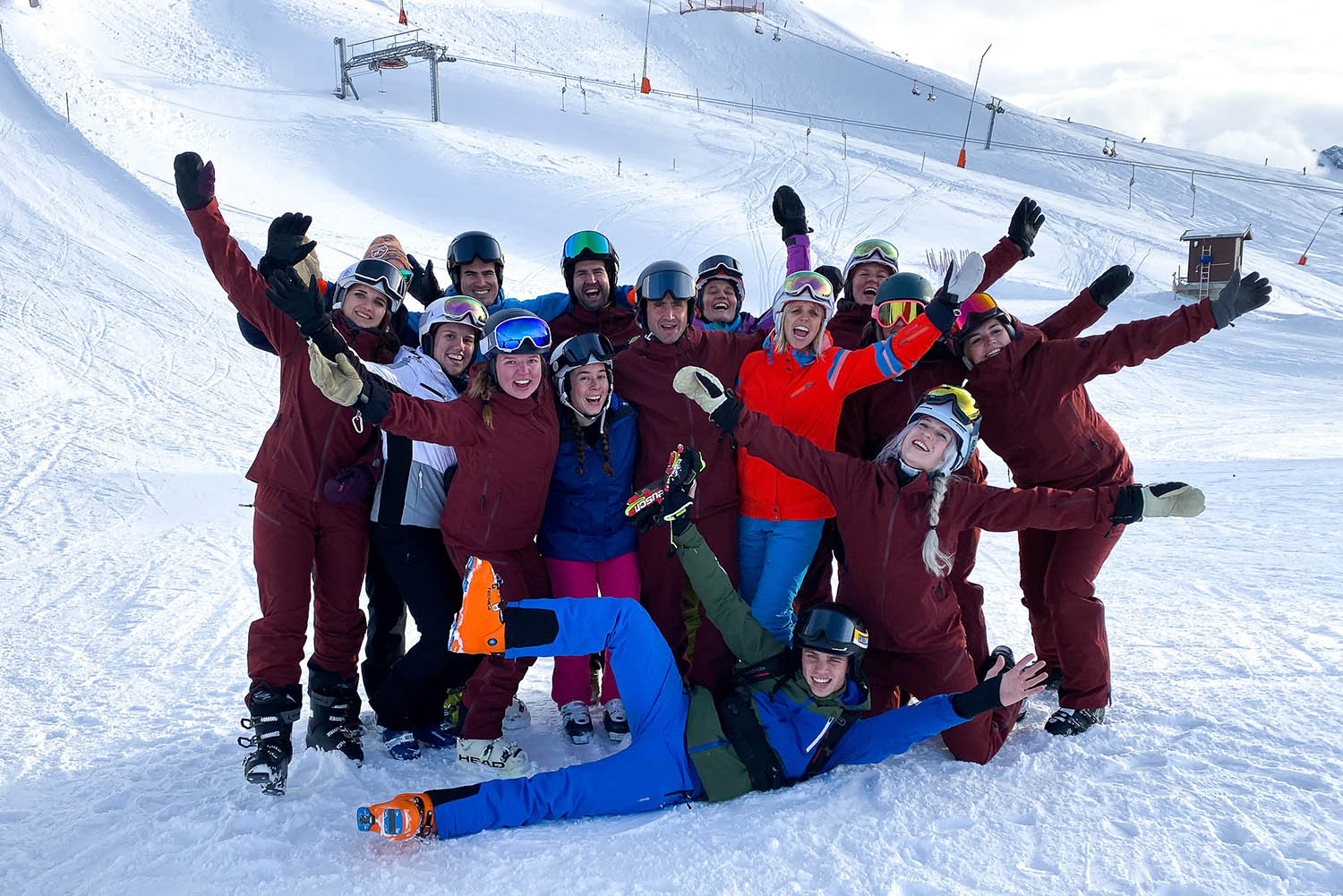 wintersport met een groep
