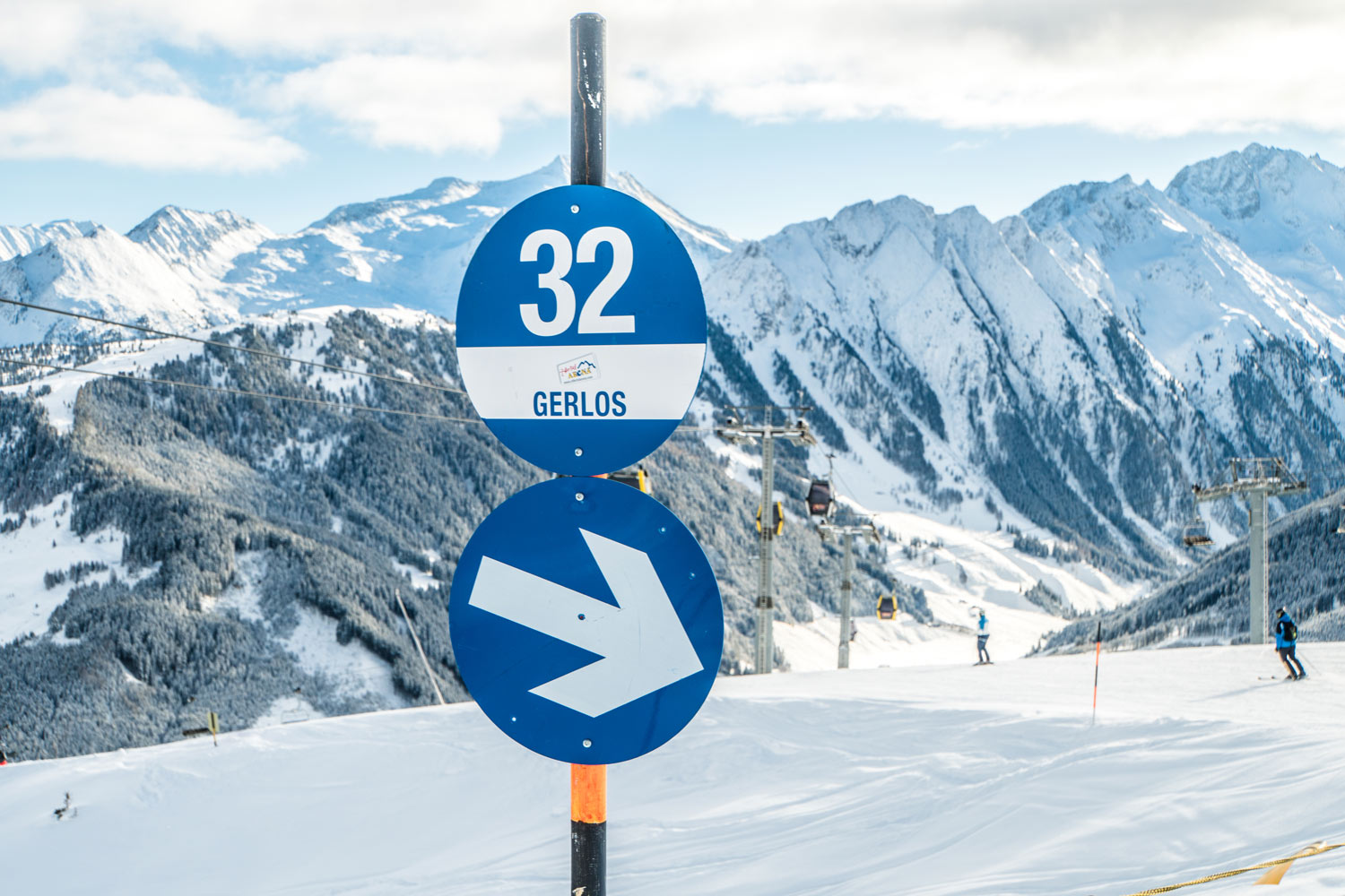 Blauwe piste in skigebieden beginners