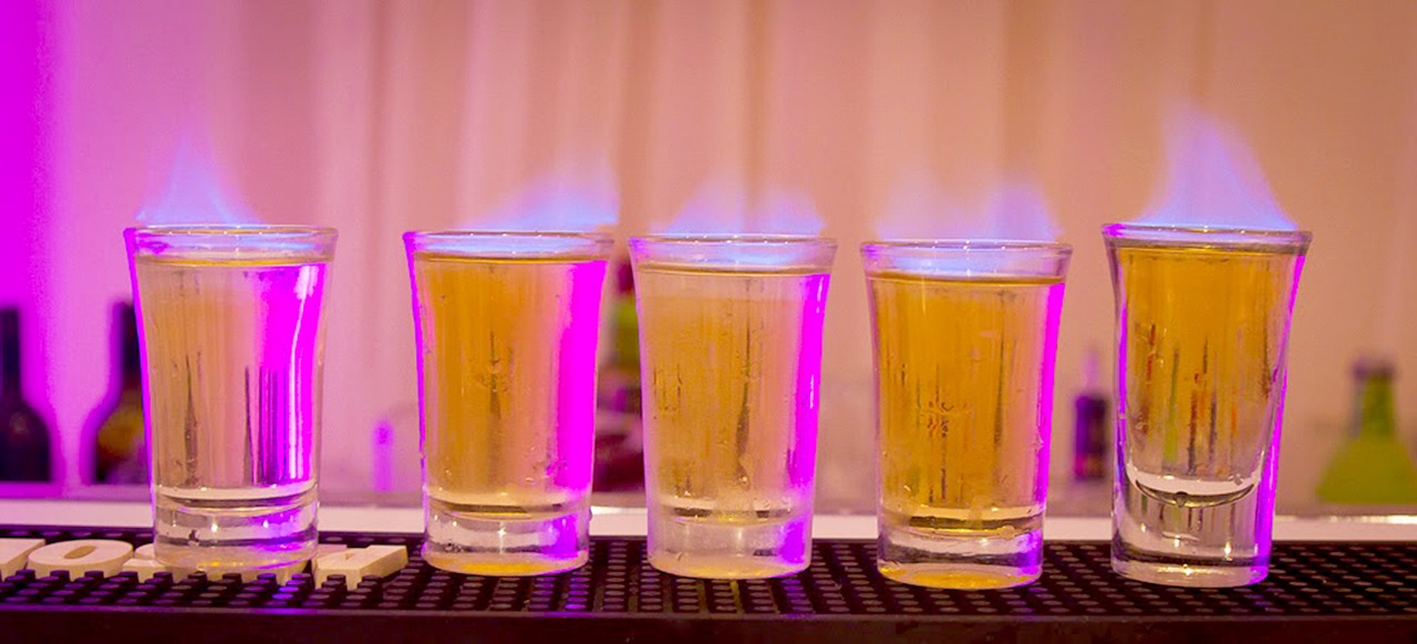 Brandende shotjes après-ski