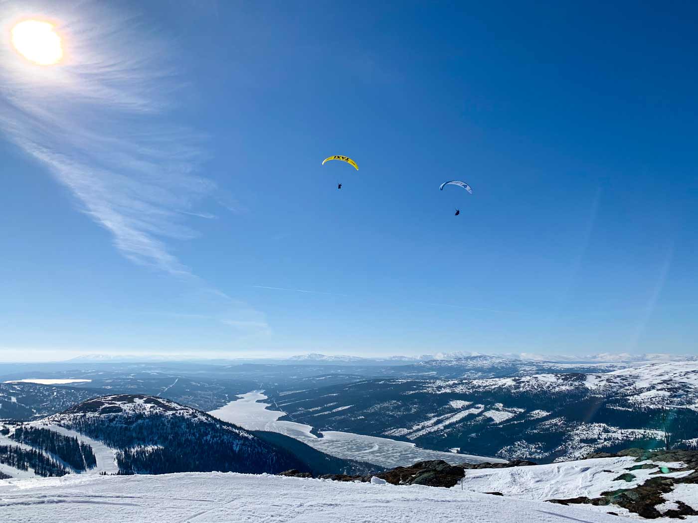 Paragliden in Åre, Zweden