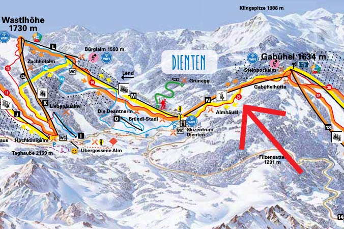 Locatie van de nieuwe Gabühelbahn