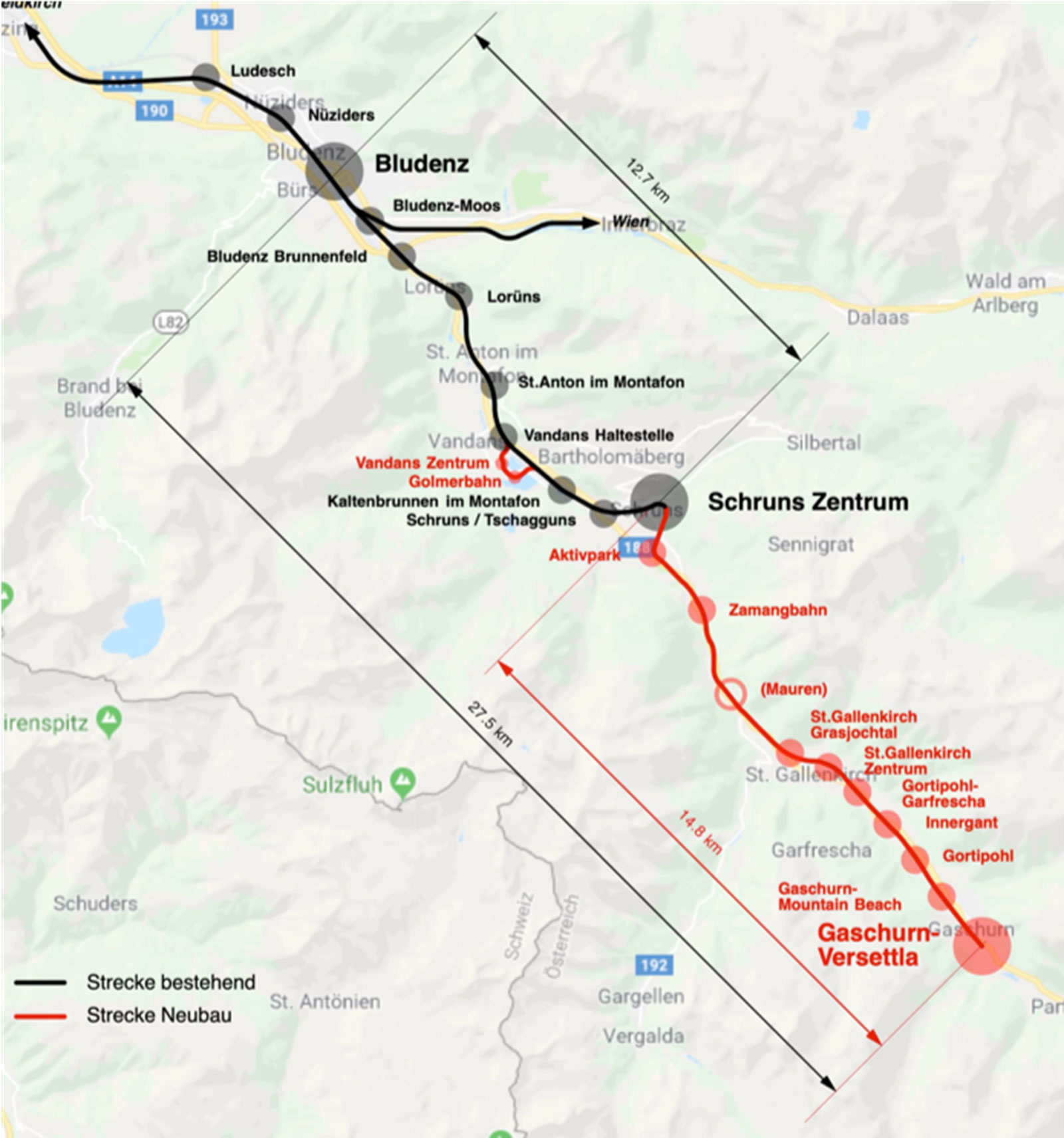 Nieuw traject Montafonerbahn