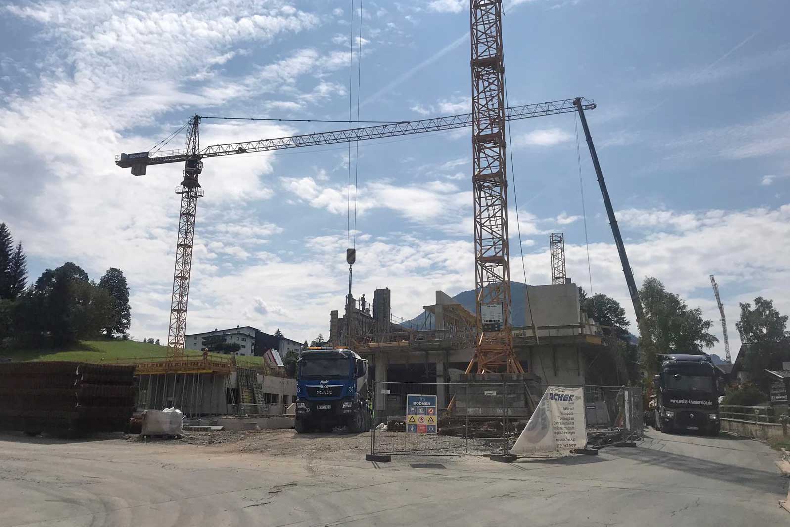 Hijskranen bouwwerkzaamheden Fleckalmbahn
