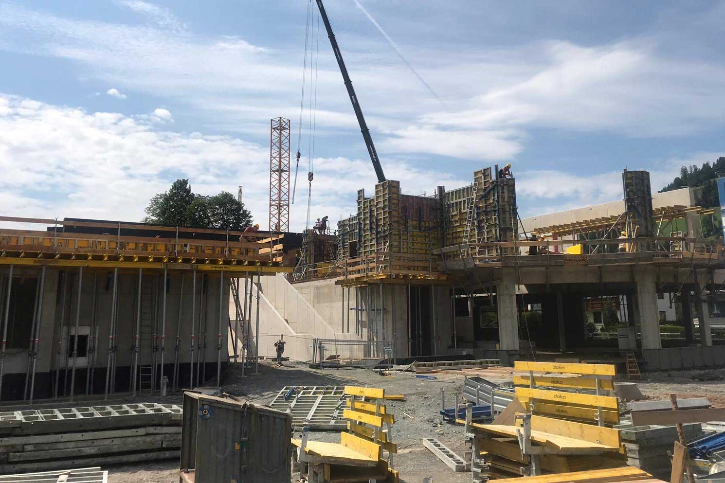 Bouwplaats nieuwe Fleckalmbahn Kirchberg