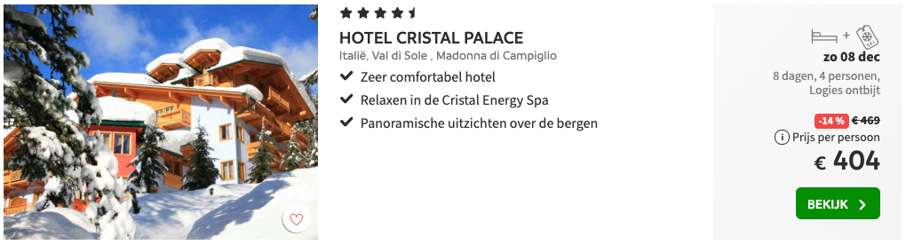 Hotel Cristal Palace wintersport Italië