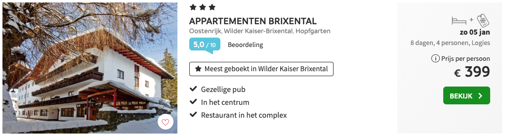 Appartementen Brixental SkiWelt