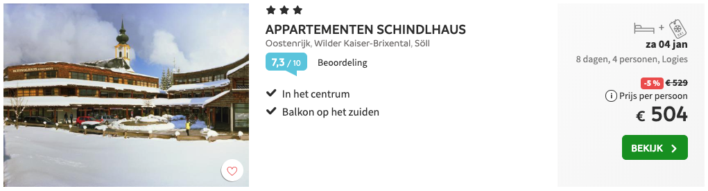 Appartementen Schindlhaus SkiWelt