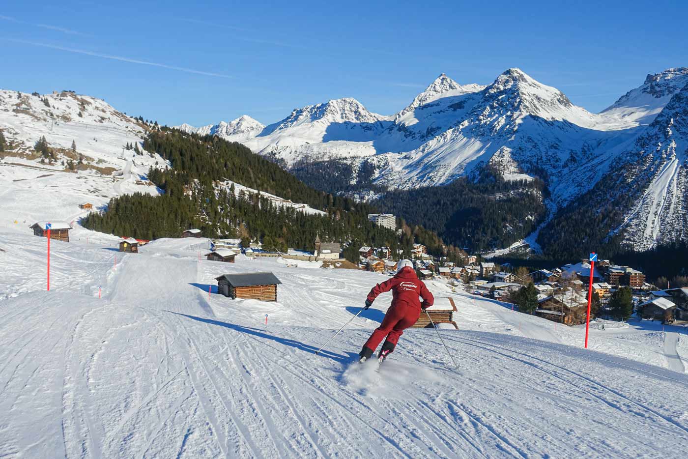 Skiën op de pistes in Arosa