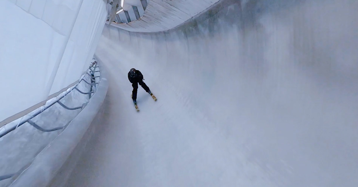 Skiën in bobsleebaan