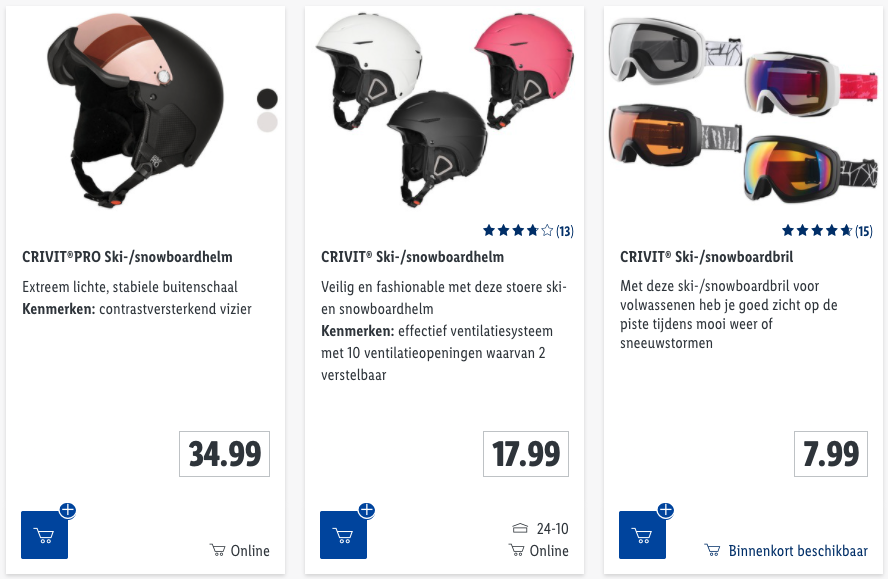 Skibrillen en helmen