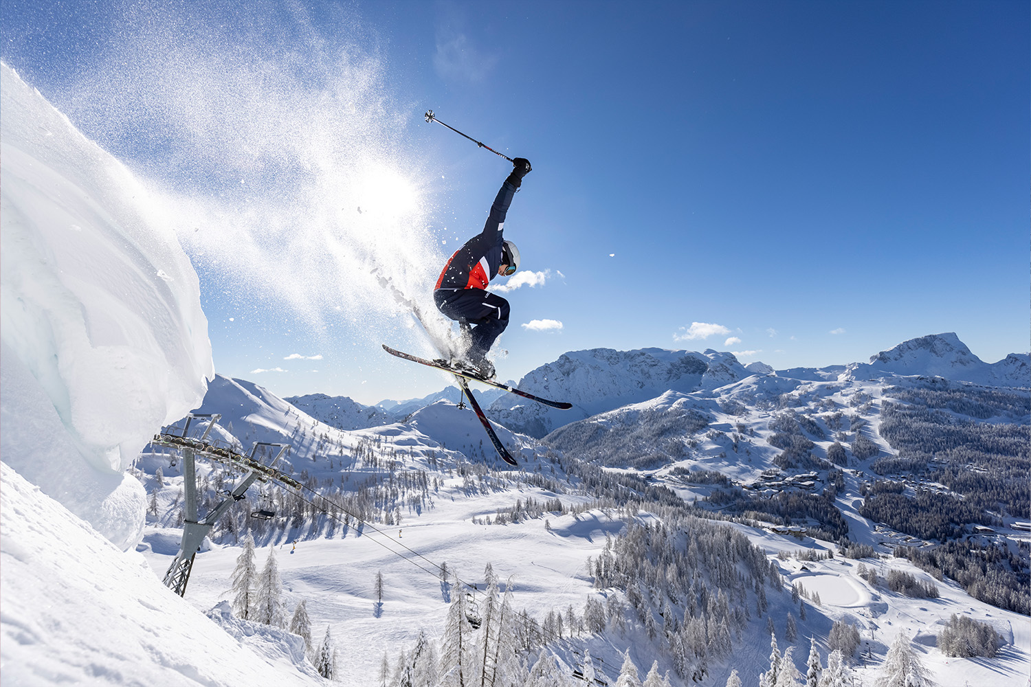 Springende skiër in Nassfeld